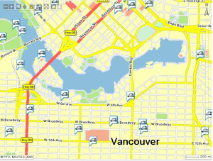 Map of Car2go locations around false creek