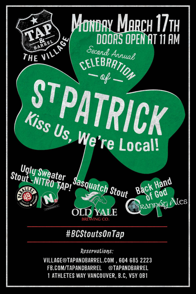 St Patrick's Day at Tap & Barrel poster