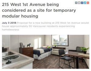 215 W 1st Ave near Olympic Village being considered for temporary modular housing